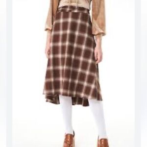 Cider Oh To Be Free Plaid Checkered Brown Maxi Skirt